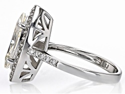 Strontium Titanate Rhodium Over Sterling Silver Ring 3.86ctw