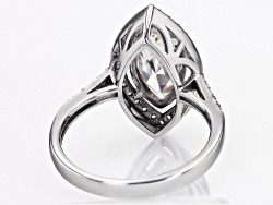 Strontium Titanate Rhodium Over Sterling Silver Ring 3.86ctw