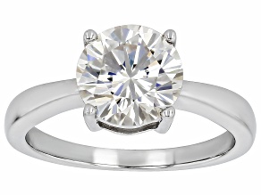 White Strontium Titanate Rhodium Over Sterling Silver Solitaire Ring 3.67ct