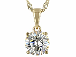 White Strontium Titanate 18k Yellow Gold Over Sterling Silver Solitaire Pendant With Chain