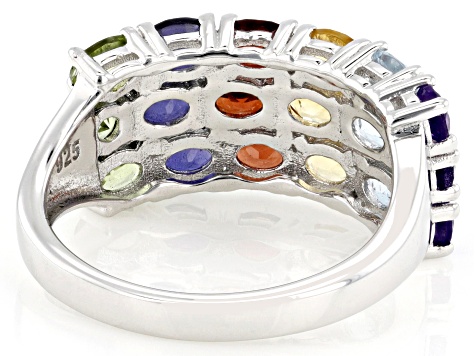 Multi-Gem Rhodium Over Sterling Silver Ring 2.62ctw