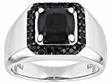 Black Spinel Rhodium Over Sterling Silver Men's Ring 2.86ctw
