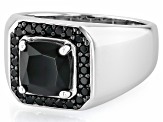 Black Spinel Rhodium Over Sterling Silver Men's Ring 2.86ctw