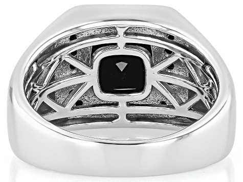 Black Spinel Rhodium Over Sterling Silver Men's Ring 2.86ctw