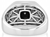 Black Spinel Rhodium Over Sterling Silver Men's Ring 2.86ctw