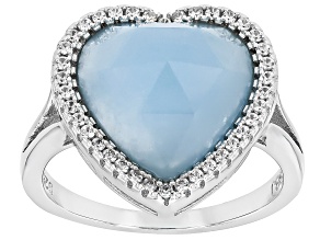 Dreamy Aquamarine Platinum Over Sterling Silver Heart Ring 0.22ctw