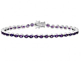 Purple African Amethyst Rhodium Over Sterling Silver Tennis Bracelet 8.38ctw