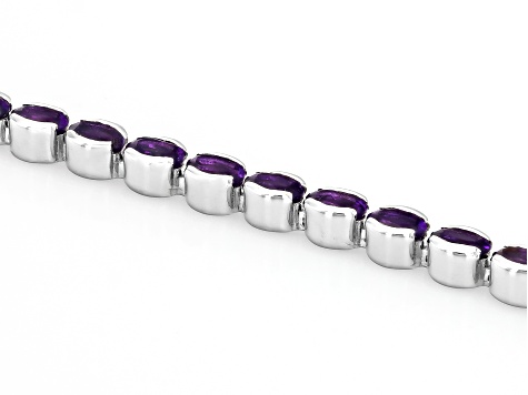 Purple African Amethyst Rhodium Over Sterling Silver Tennis Bracelet 8.38ctw