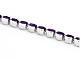 Purple African Amethyst Rhodium Over Sterling Silver Tennis Bracelet 8.38ctw