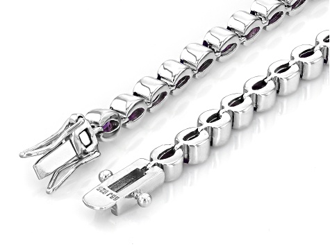 Purple African Amethyst Rhodium Over Sterling Silver Tennis Bracelet 8.38ctw