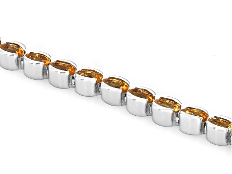 Yellow Citrine Rhodium Over Sterling Silver Tennis Bracelet 6.48ctw