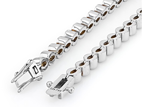 Yellow Citrine Rhodium Over Sterling Silver Tennis Bracelet 6.48ctw