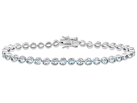 Sky Blue Topaz Rhodium Over Sterling Silver Tennis Bracelet 7.86ctw