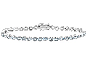 Sky Blue Topaz Rhodium Over Sterling Silver Tennis Bracelet 7.86ctw