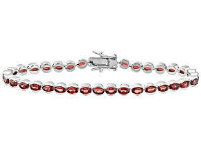 Red Garnet Rhodium Over Sterling Silver Tennis Bracelet 8.92ctw