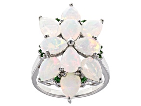 White Ethiopian Opal Rhodium Over Sterling Silver Ring 3.73ctw