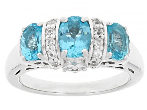 Paraiba Blue Apatite Rhodium Over Sterling Silver Ring 1.74 Paraiba Blue Apatite Rhodium Over Sterling Silver Ring 1.74