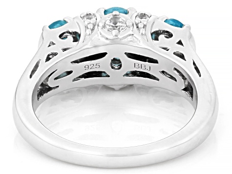 Paraiba Blue Apatite Rhodium Over Sterling Silver Ring 1.74