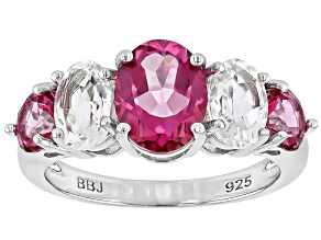 Pink Topaz Rhodium Over Sterling Silver Ring 5.00ctw