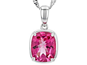 Pink Topaz Rhodium Over Sterling Silver Pendant With Chain 4.00ctw