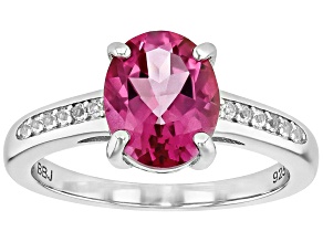 Pink Topaz Rhodium Over Sterling Silver Ring 2.85ctw