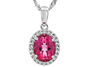 Pink Topaz Rhodium Over Sterling Silver Pendant With Chain 1.67ctw