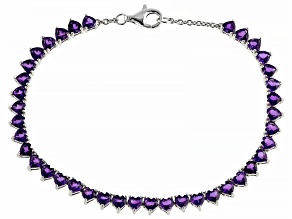 Purple African Amethyst Rhodium Over Sterling Silver Tennis Bracelet 6.63ctw