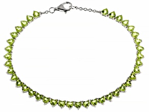 Green Peridot Rhodium Over Sterling Silver Tennis Bracelet 9.75ctw