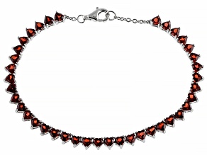 Red Garnet Rhodium Over Sterling Silver Tennis Bracelet 9.95ctw
