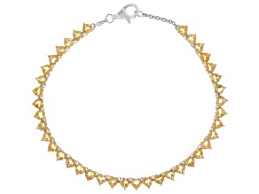 Brazilian Citrine Rhodium Over Sterling Silver Tennis Bracelet 7.95ctw