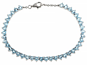 Sky Blue Topaz Rhodium Over Sterling Silver Tennis Bracelet 9.95ctw