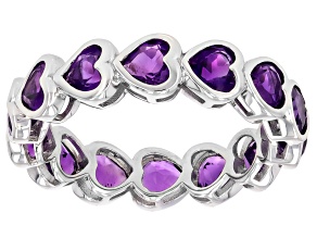 Purple African Amethyst Rhodium Over Sterling Silver Eternity Ring 2.86ctw