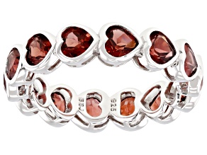 Red Garnet Rhodium Over Sterling Silver Eternity Ring 4.08ctw