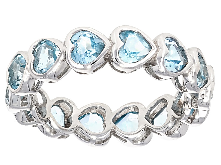 Donat 165D ルテニウムメッキ Sky Blue Topaz Rhodium Over Sterling Silver Eternity Ring