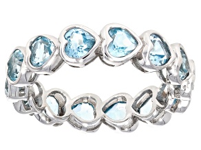 Sky Blue Topaz Rhodium Over Sterling Silver Eternity Ring 4.08ctw