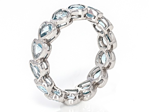 Sky Blue Topaz Rhodium Over Sterling Silver Eternity Ring