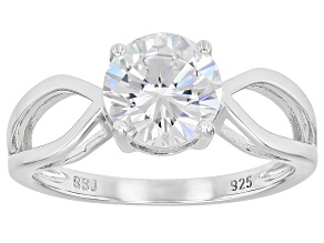 White Strontium Titanate Rhodium Over Sterling Silver Solitaire Ring 3.00ct