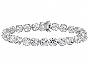 White Lab Created Sapphire Rhodium Over Sterling Silver Tennis Bracelet 29.92ctw