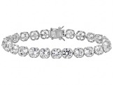 White Lab Created Sapphire Rhodium Over Sterling Silver Tennis Bracelet 29.92ctw