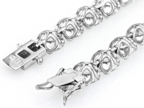 White Lab Created Sapphire Rhodium Over Sterling Silver Tennis Bracelet 29.92ctw