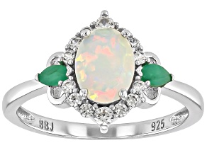Ethiopian Opal Rhodium Over Sterling Silver Ring 0.93ctw