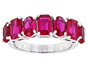 Lab Created Ruby Rhodium Over Sterling Silver Band Ring 2.39ctw