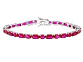 Lab Created Ruby Rhodium Over Sterling Silver Tennis Bracelet 11.73ctw
