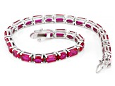 Lab Created Ruby Rhodium Over Sterling Silver Tennis Bracelet 11.73ctw