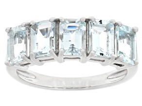 Blue Aquamarine Rhodium Over Sterling Silver Ring 2.00ctw