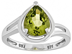 Green Peridot Rhodium Over Sterling Silver Solitaire Ring 2.52ct