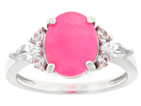 Pink Ethiopian Opal Rhodium Over Sterling Silver Ring 1.85ctw
