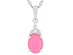 Pink Ethiopian Opal Rhodium Over Sterling Silver Pendant With Chain 1.63ctw