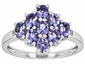 Blue Tanzanite Rhodium Over Sterling Silver Ring 1.23ctw