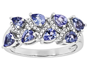 Blue Tanzanite Rhodium Over Sterling Silver Ring 0.89ctw
